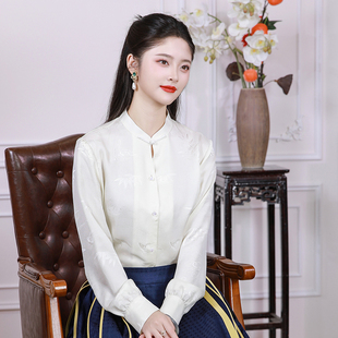 防晒 外套休闲日常中国风女装 白月尘三重门夏季 真丝花罗桑蚕丝衬衫