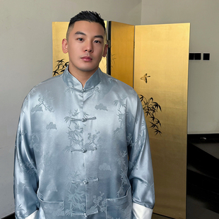 潮汐三重门复古高级感中山唐装新中式国风男装醋酸2025年新款外套