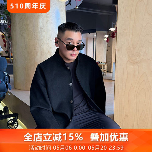 瀚海三重门秋冬复古中式唐装外套潮男新款日常保暖厚款中国风毛呢
