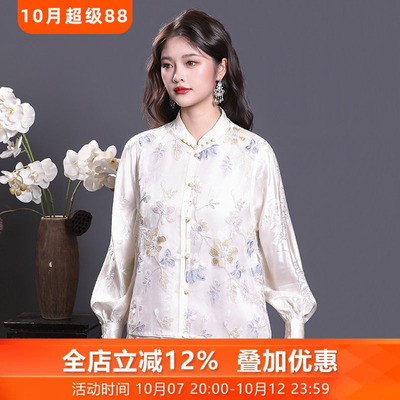 复古中式马甲背心上衣桑蚕丝