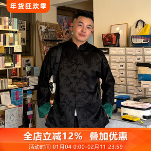 美竹男款*三重门原创新中式复古醋酸冬盘扣唐装上衣外套国潮改良