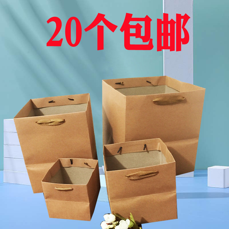 加厚牛皮纸袋包装袋礼品袋衣服袋子超大加宽底牛皮纸手提方底现货