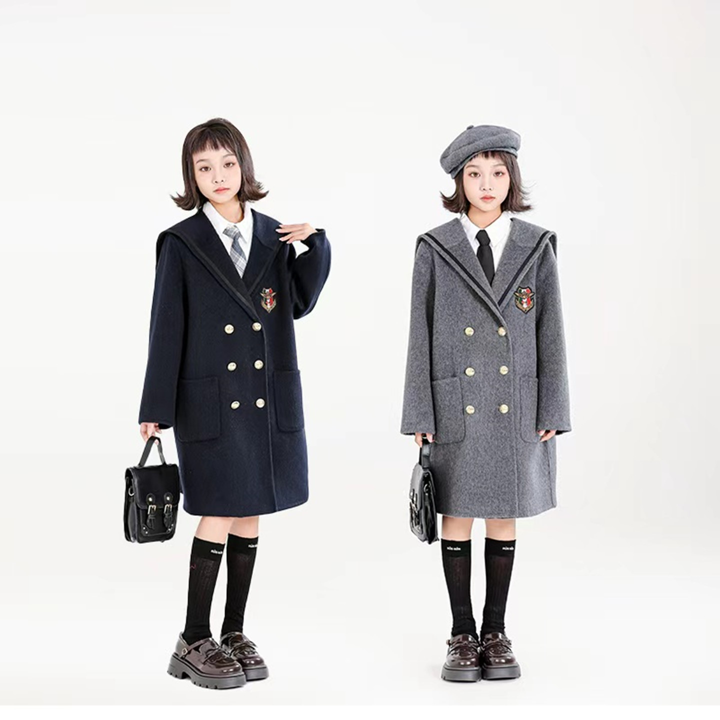 2025新款女童中大童双面羊绒大衣