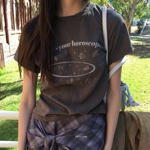 韩代breathe呼吸家2026夏季新款十二星座短袖T恤女显瘦短款上衣