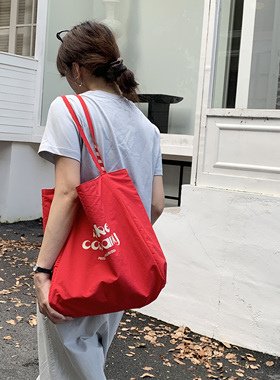 HURIDOM 2025新款红色帆布包女大容量AB双面尼龙防泼水夏季单肩包