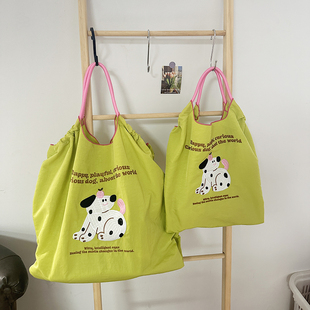 HURIDOM ball刺绣大容量尼龙环保购物袋单肩便携折叠手提包chain