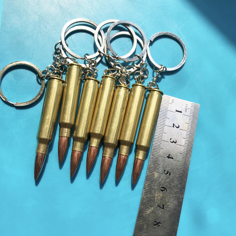 壳王M16纯铜弹壳钥匙扣挂链5.56口径军训户外活动兵哥哥小礼品