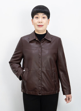 妈妈春秋皮衣外套复古休闲大方