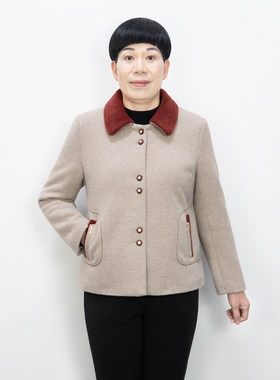50多岁妈妈外套秋装夹克女呢子