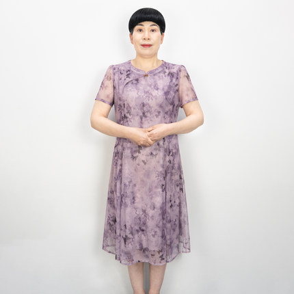 妈妈连衣裙夏季裙子休闲洋气国风弹力2026新款女裙子宽松舒适修身