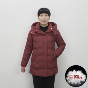 洋气妈妈冬季羽绒服中长款保暖时尚2024新款中年女装白鸭绒袄连帽