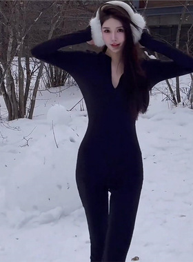 HTE新款欧美辣妹一体长袖无缝连体服瑜伽服女高弹紧身瑜伽健身房