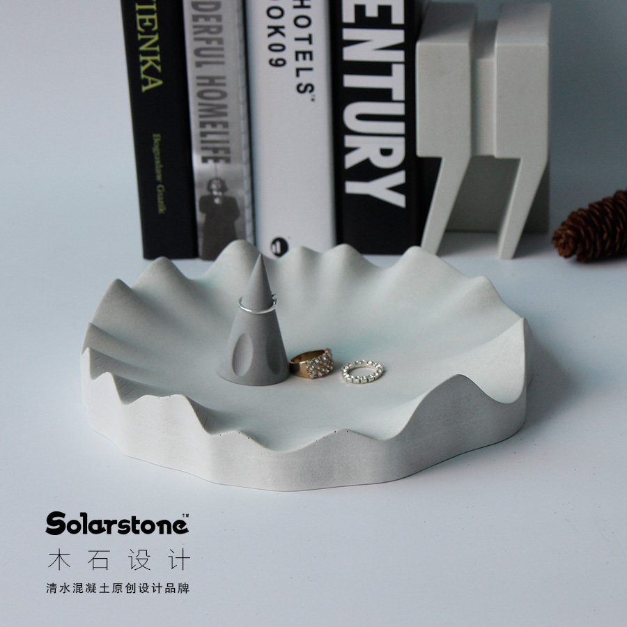 混凝土艺术盘 水果收纳盘 荷叶盘 酒店家居展厅陈列 软装摆件木石在类目 家居饰品, 摆件中 - 来自Buy2taobao.com提供专业的淘宝代购服务