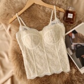 马甲线2代保暖背心秋冬磨毛蕾丝吊带女带胸垫外穿红色打底衣6100