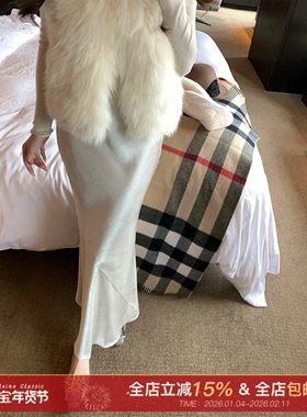 许许然Madeleine【郁冰晚月】秋冬仿醋酸缎面包臀鱼尾半身裙长款