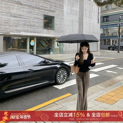 【丝绒巧巧】拉比例丝绒长裤