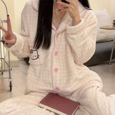 睡衣女秋冬日系ins宿舍女士加厚卡通可爱可外穿法兰绒冬天家居服
