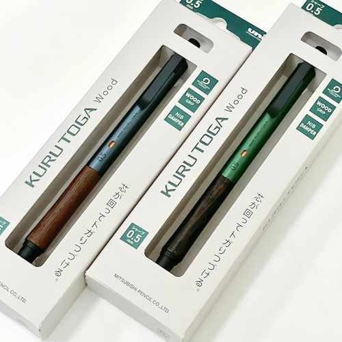 三菱金属笔杆木质笔握自动铅笔