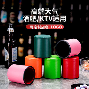 静音皮革筛盅高级骰子骰盅套装ktv酒吧带底座消音大话甩色盅定制