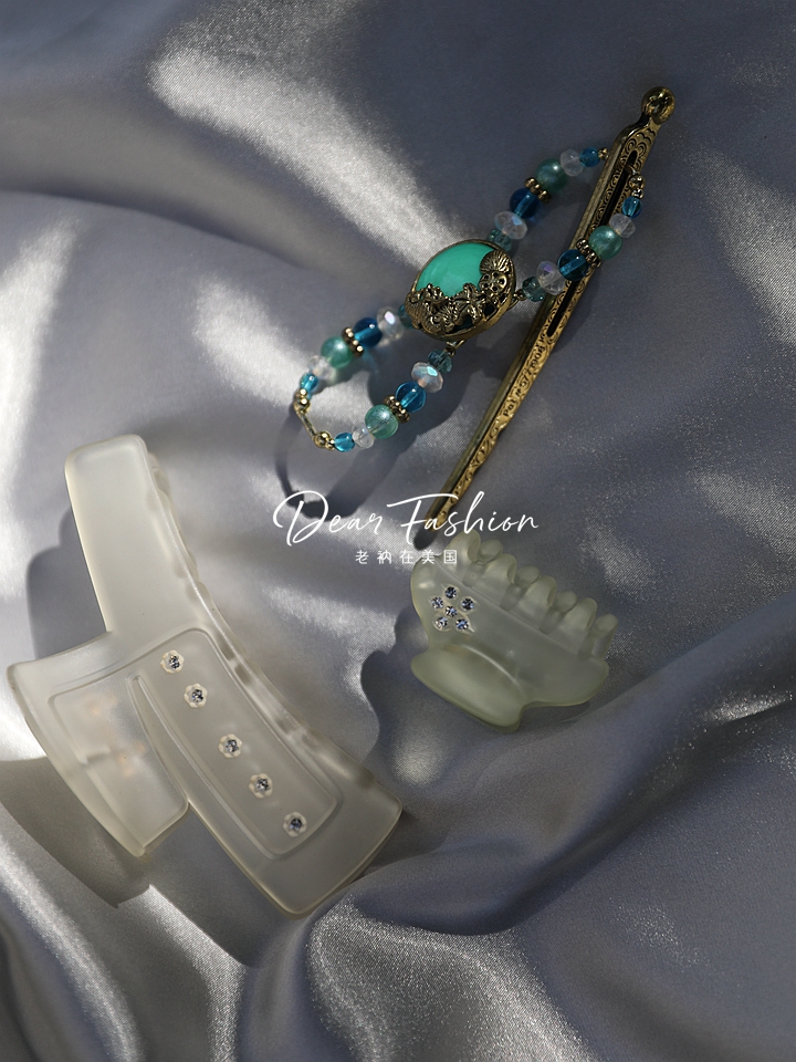 现货章小蕙法国盘发水晶抓夹