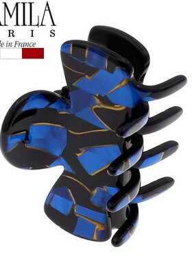 进口现货/章小蕙Camila Paris法国发夹抓夹高品质蝴蝶印花蓝色8cm