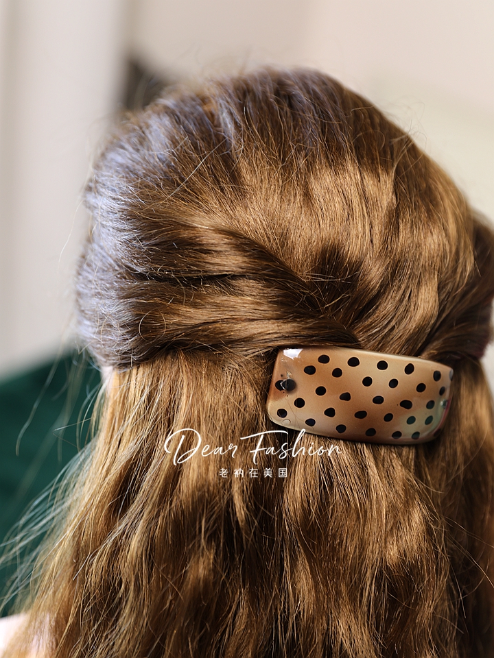 现货章小蕙法国波点复古弹簧夹