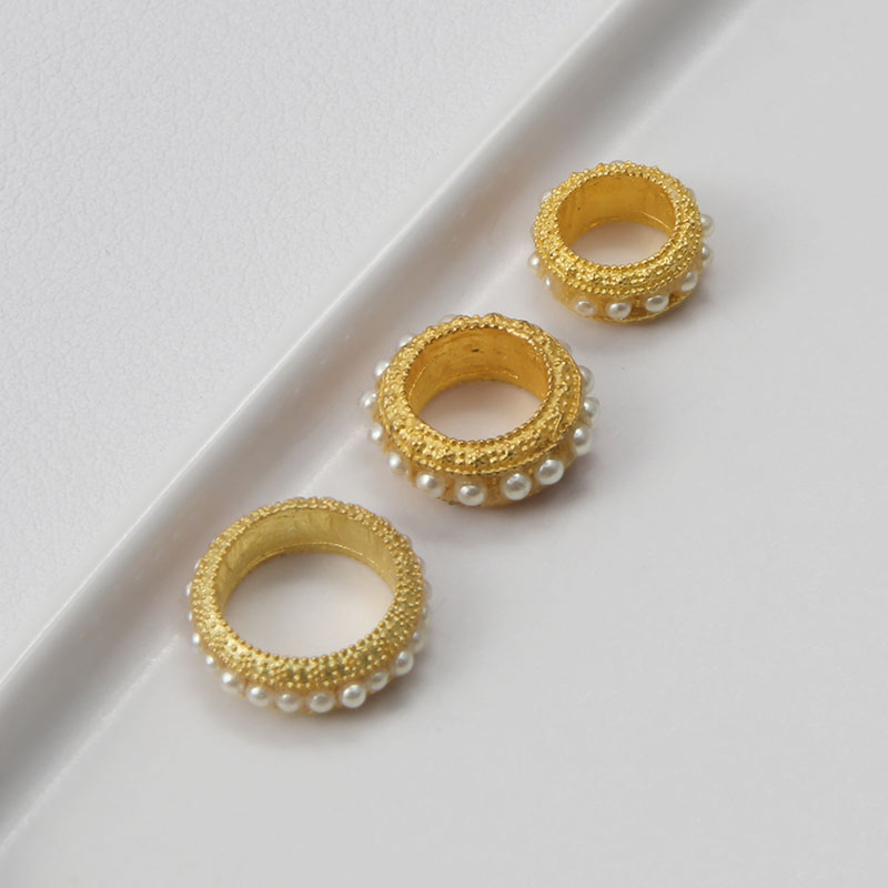 哑金保色镶嵌贝珠隔珠diy配件