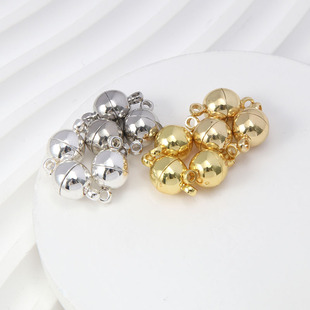 18k包金保色银色吸铁扣5 8mm手链项链磁铁收尾连接扣DIY配件