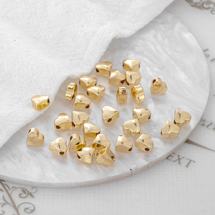 14k包金保色配件圆弧爱心横孔6mm镜面心形diy手工饰品配件