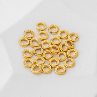 18K哑金保色配件麻花圈圈扭圈隔片垫片4MM隔珠6MM大孔古法DIY饰品