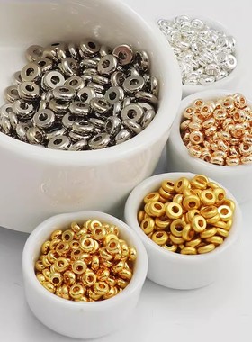 14k包金保色18K配件哑金银色隔片3mm/4mm串珠垫片diy饰品配件散珠