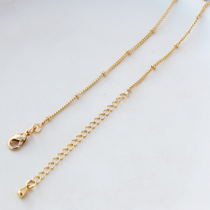 14K铜包金保色项链1.2mm链子夹珠链条diy配件加延长链总长45cm