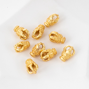 18K包金保色哑金塔头帽皇冠9 6mm大孔帽隔珠diy手工饰品配件材料