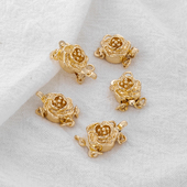 14k包金保色配件花朵插棒扣珍珠饰品链接插扣diy手链项链收尾