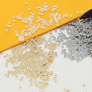 14K包金保色银小2mm隔珠方隔片垫片diy手工自制手链项链垫片铜镀