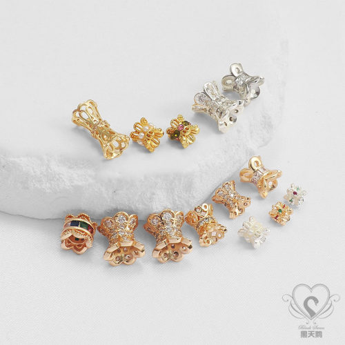14K锆石双面花托diy饰品