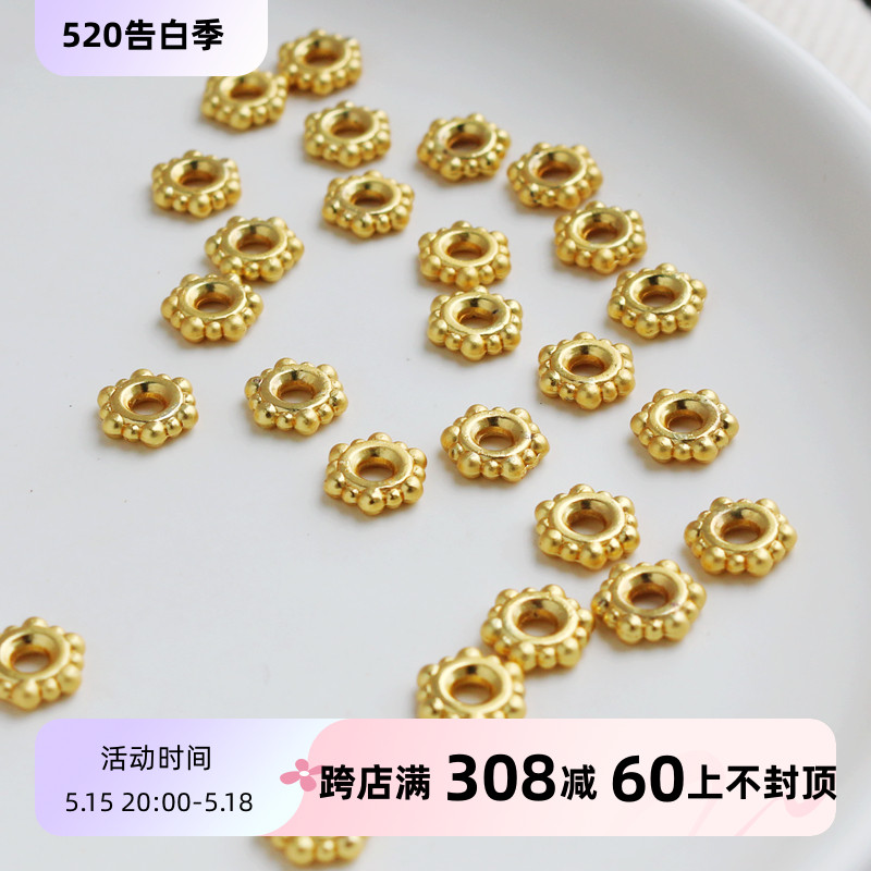 18K哑金保色花片雪花齿轮花边大孔片8MM手链项链DIY饰品配饰隔片 饰品/流行首饰/时尚饰品新 其他DIY饰品配件 原图主图