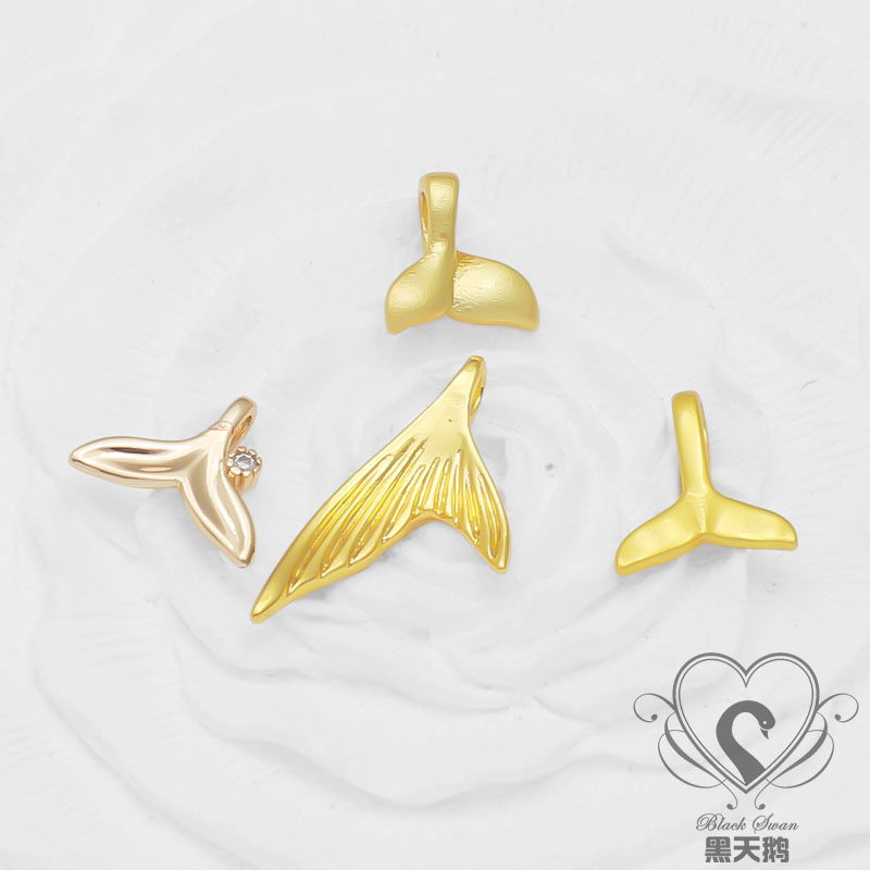 哑金光面素款鱼尾小吊坠diy饰品图片