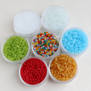 40克盒裝 3mm彩色透明磨砂玻璃米珠DIY手工手鏈項鏈發(fā)飾品配件