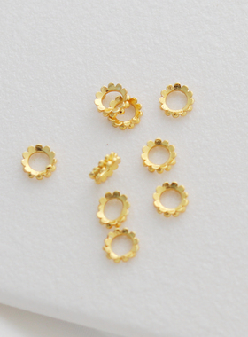 18K包金保色哑金波浪大孔齿轮珠隔珠隔片diy手链项链垫片饰品配件