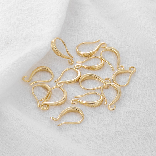 14k包金保色耳钩简易复古花纹diy