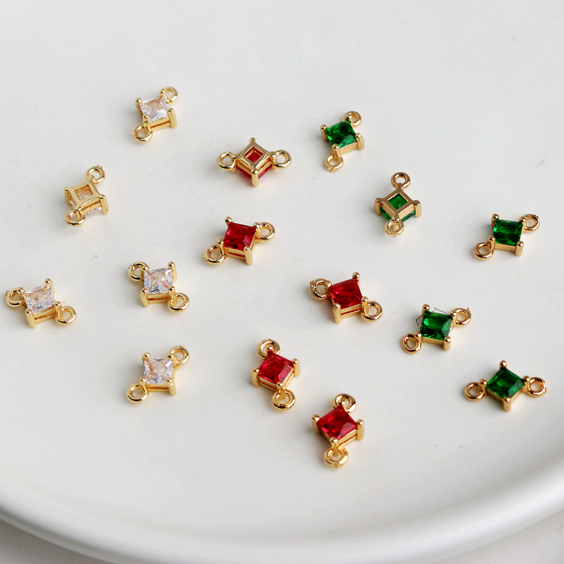 14k包金保色配件锆石方块diy