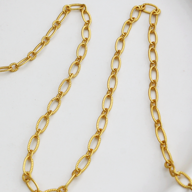 018k保色椭圆压花4mm耳饰链条