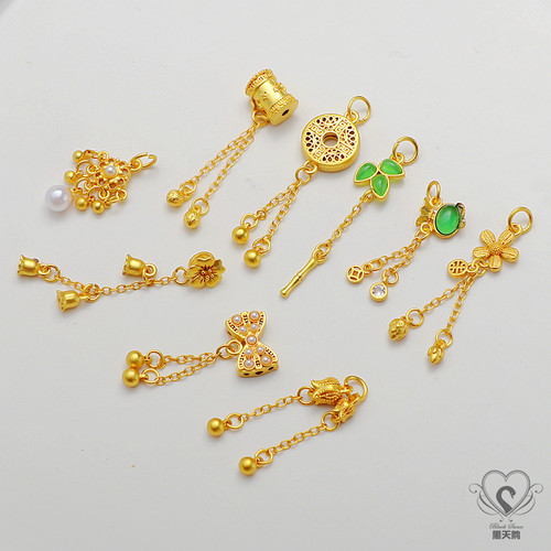 18K哑金包金保色锆石蝴蝶桶珠花苞耳环diy手工饰品耳坠流苏吊坠 - 封面