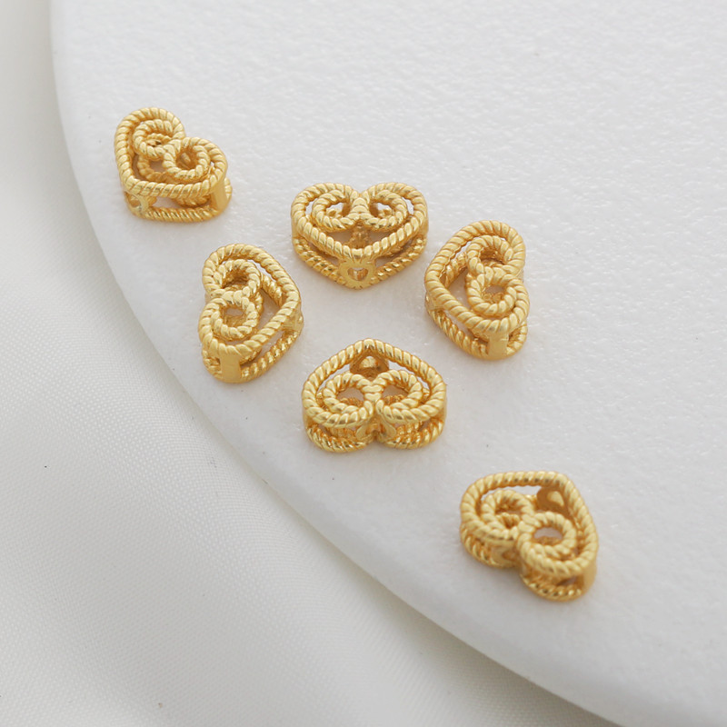 鹅姐铜哑金保色电镀镂空桃心