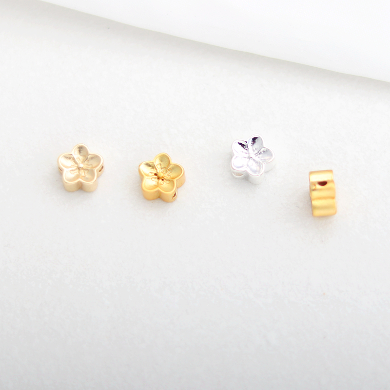 保色哑金9MM双面五叶花串珠diy