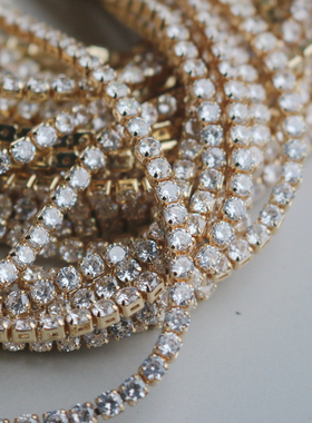 14k包金保色超闪bling奥地利锆石链条散链diy手链项链材料