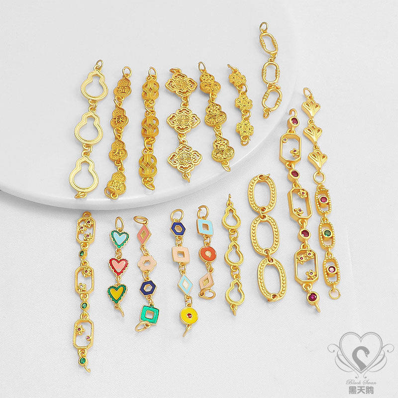 18k包金保色多款哑光中国结葫芦长方三联串配件吊坠串diy饰品配件,饰品/流行首饰/时尚饰品新,其他DIY饰品配件,淘宝优惠券,粉丝福利购,淘宝优惠卷