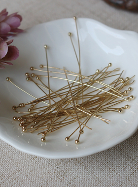 14K包金针保色球针DIY散珠配件 珠针 0.4*40mm保色珠 50根一份