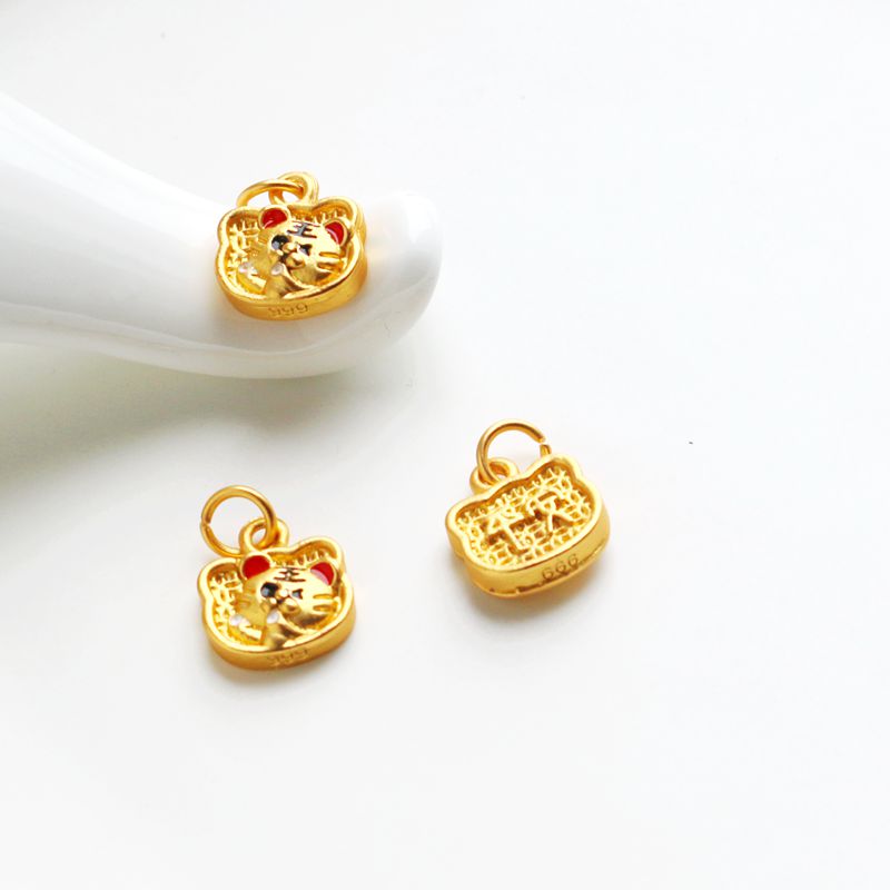 哑金老虎平安吊坠diy手工